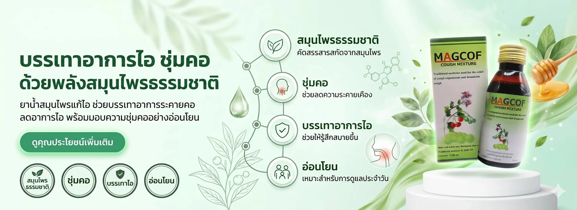 ยาน้ำสมุนไพรแก้ไอ Banner 1